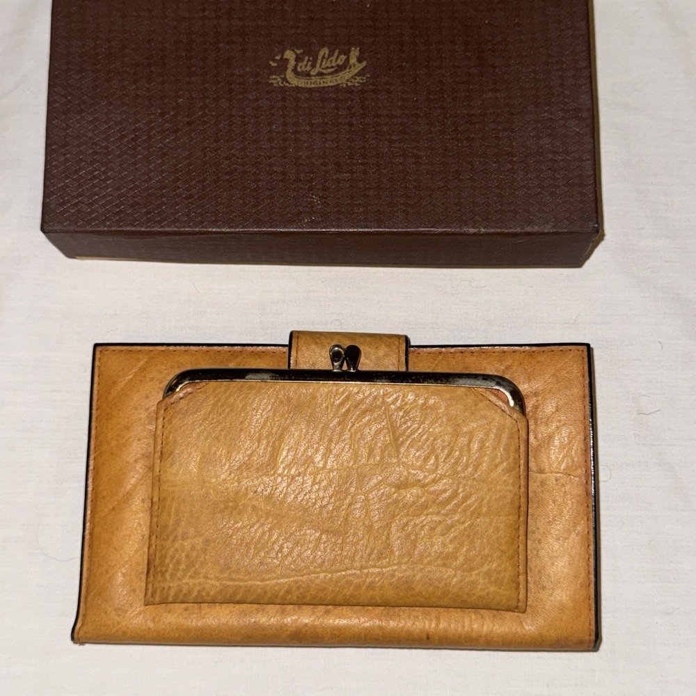 Vintage Di Lido Amity Cowhide Leather Womens Kiss Snap Coin Checkbook Wallet - Picture 10 of 16